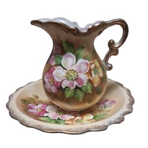 Hand Painted Pitcher And Bowl